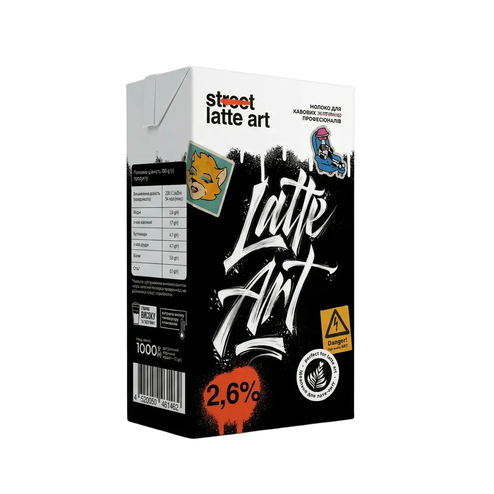 200556 Молоко УП Latte Art 2,6% 1 л - Зображення 1