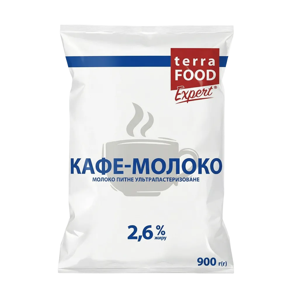 200964 Молоко ультрапастеризоване Кафе-молоко 2,6% Terra Food Expert (Т) TF 900г - Зображення 1